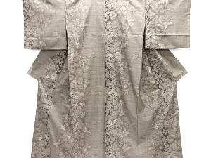 草花に蝶模様織り出し本場泥大島紬着物(7マルキ)